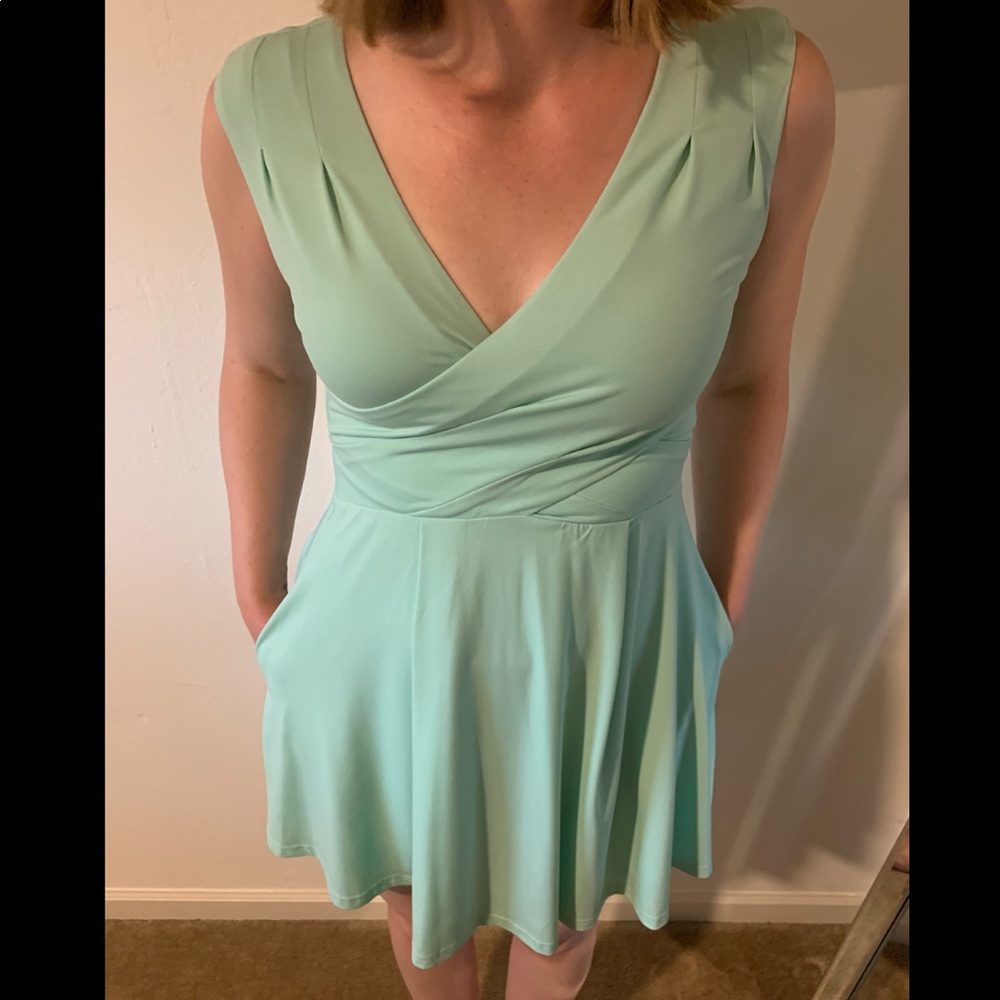 Mint green surplice dress- never worn